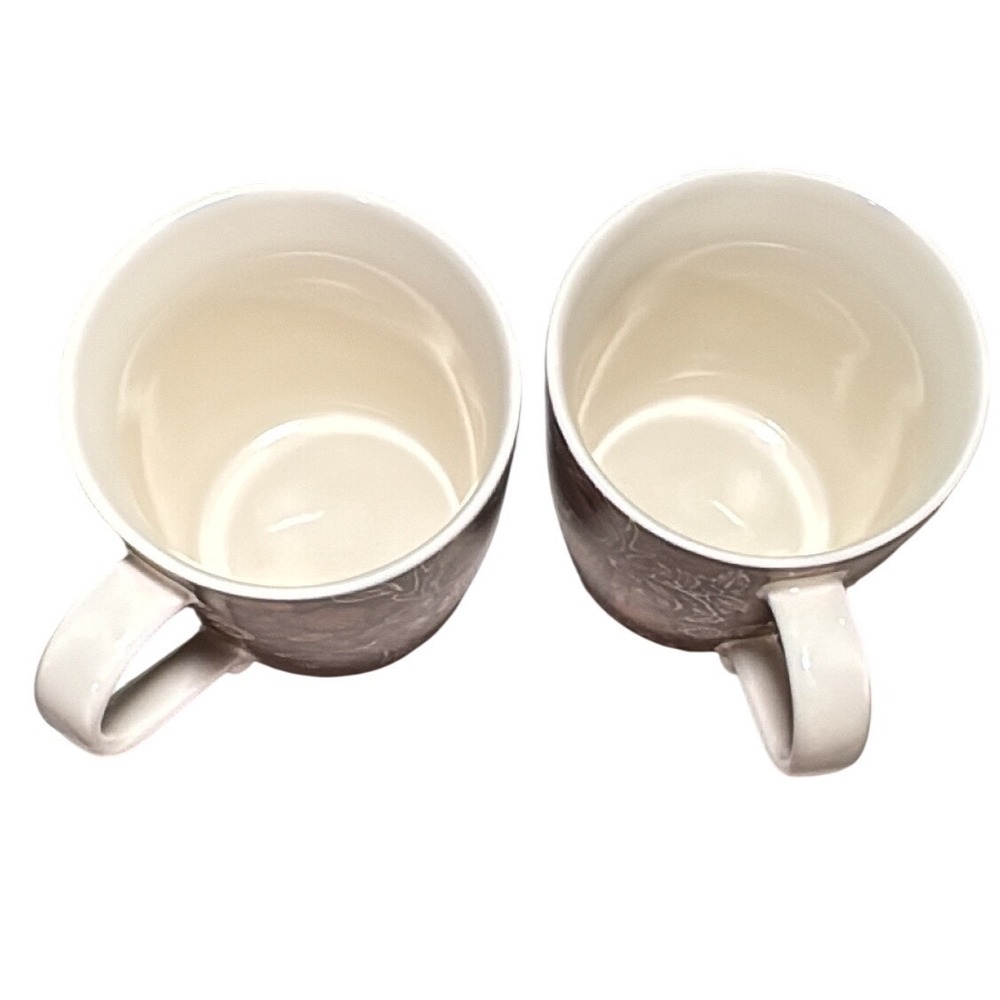 Starbucks Coffee Mugs 2 Brown 12oz 2009 Anniversary Blend Siren‎ Bone China - Picture 3 of 8